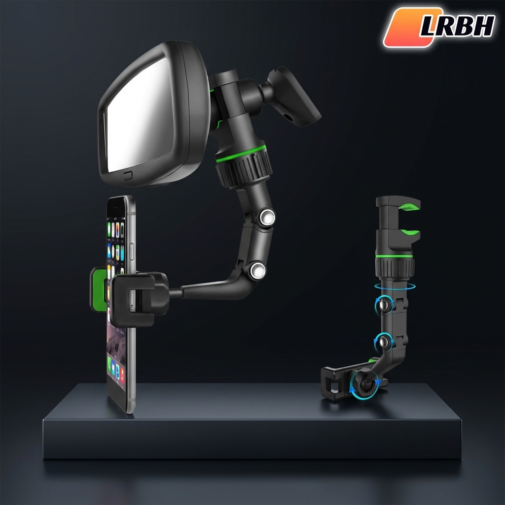 Rearview Mirror Phone Holder 360° Rotatable and Retractable Car Phone Mount Multifunctional Rear View Mirror Holder for All Car